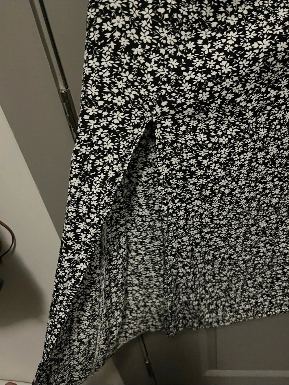 SHEIN Black and White Floral Midi Skirt